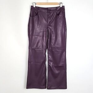 Badgley Mischka Women's Stretch Vegan Leather 5 Pocket Augergine Purple Sz Small